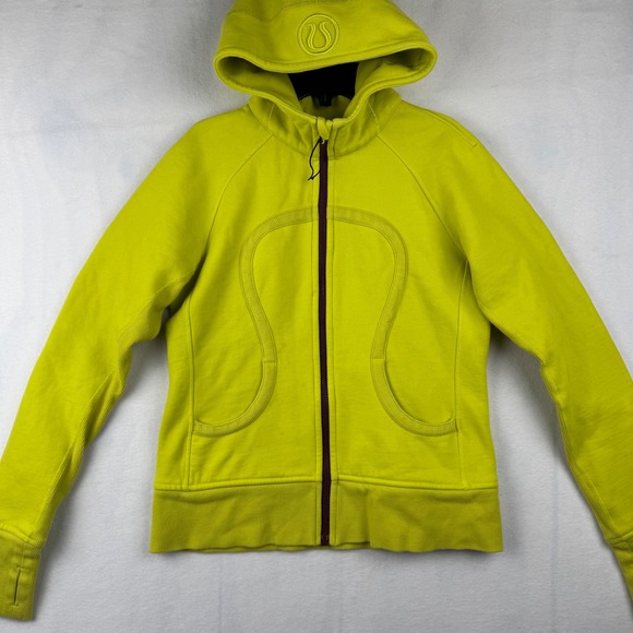 Lululemon Womens Full Zip Scuba Hoodie Jacket Lightweight Athletic Neon Yellow S - Picture 1 of 8